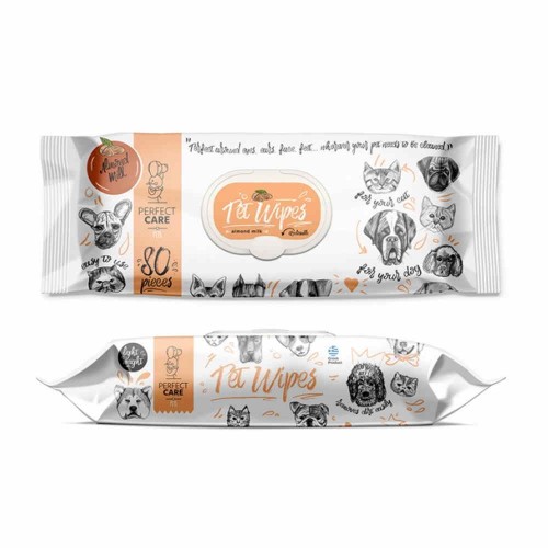 Perfect Care Μαντηλάκια Καθαρισμού για Σκύλους και Γάτες Almond Milk 80τμχ