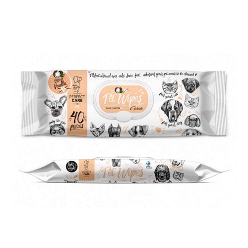 Perfect Care Μαντηλάκια Καθαρισμού για Σκύλους και Γάτες Coco Vanilla 50 τμχ