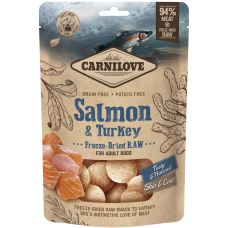 Carnilove Freeze Dried Λιχουδια Σκύλου Raw Salmon and Turkey 60gr