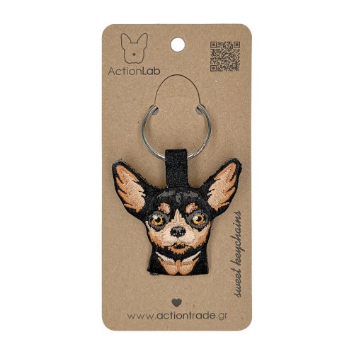 ActionLab Κεντητό Μπρελόκ Chihuahua Black