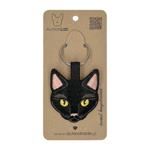 ActionLab Κεντητό Μπρελόκ Black Cat