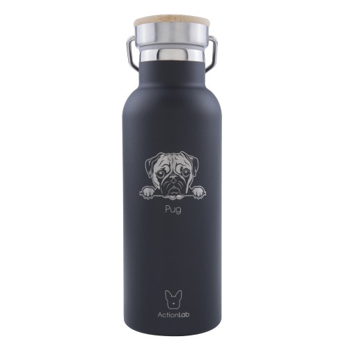 Eco Life Bamboo Thermos Bottle Μαύρο Pug 500ml