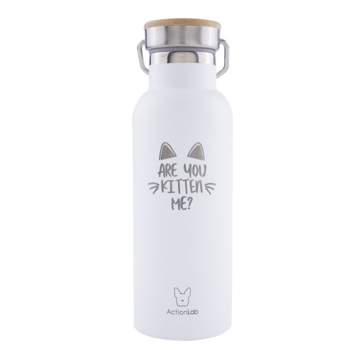 Eco Life Bamboo Thermos Bottle Λευκό Are You Kitten Me 500ml