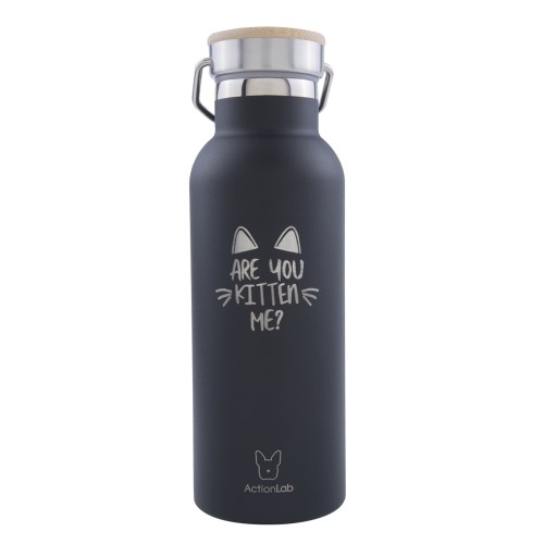 Eco Life Bamboo Thermos Bottle Μαύρο Are You Kitten Me 500ml