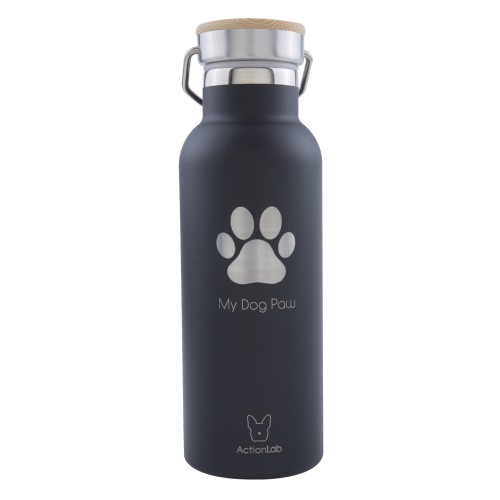 Eco Life Bamboo Thermos Bottle Μαύρο Dog Paw 500ml