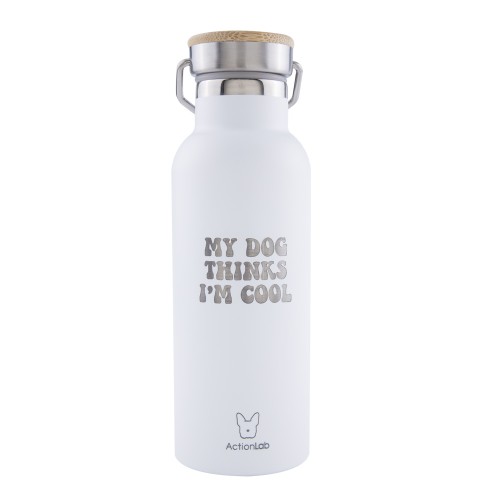 Eco Life Bamboo Thermos Bottle Λευκό My Dog Thinks I'm Cool 500ml