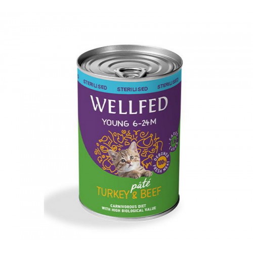 Wellfed Young Cat Sterilised Turkey & Beef 400gr