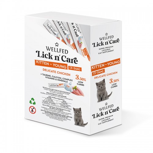 Wellfed Lick N' Care Λιχουδιά Κοτόπουλου για Γατάκια (15gr)