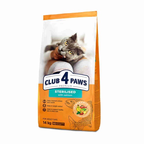 Club 4 Paws Sterilised Low Grain με Σολομό 14Kg