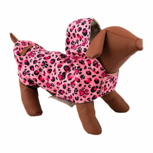 Woofmoda Αδιάβροχο Μπουφάν Για Σκύλους Λεοπάρ Ροζ