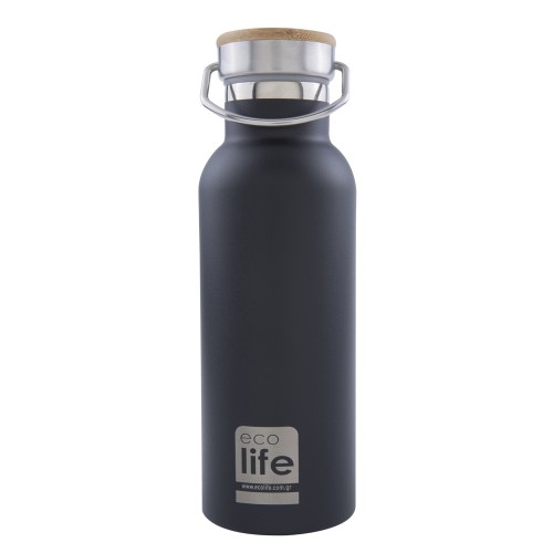 Eco Life Bamboo Thermos Bottle Μαύρο 500ml