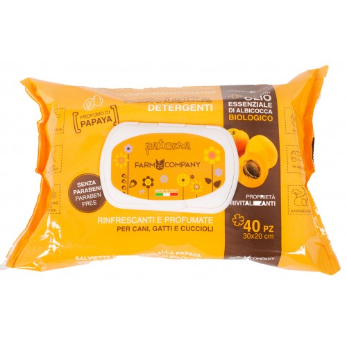 Farm Company Μαντηλάκια Καθαρισμού με Αιθέριο Έλαιο Βερύκοκου & Παπάγια 40τμχ