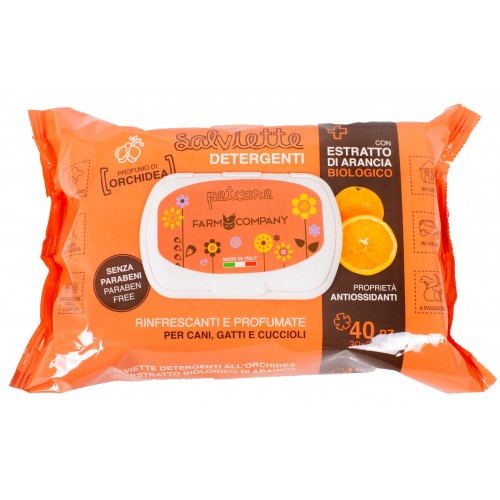Farm Company Μαντηλάκια Καθαρισμού με Βιολογικό Εκχύλισμα Πορτοκαλιού & Ορχιδέα 40τμχ