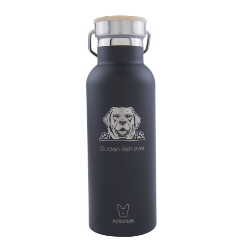 Eco Life Bamboo Thermos Bottle Golder Retriever Μαύρο 500ml