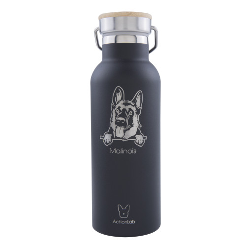Eco Life Bamboo Thermos Bottle Μαύρο Malinois 500ml