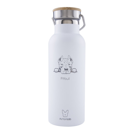 Eco Life Bamboo Thermos Bottle Λευκό Pitbull 500ml