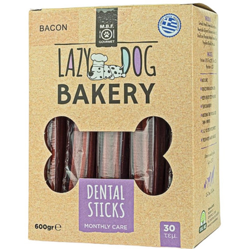 Lazy Dog Bakery Dental Sticks Κουτί Bacon 600gr