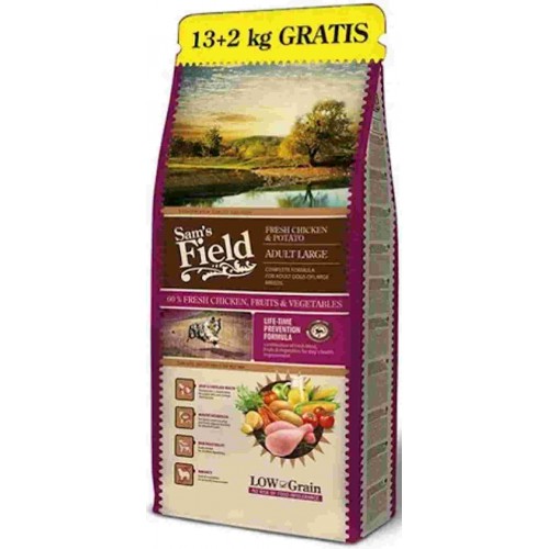 Sam's Field Low Grain Adult Large Fresh Chicken & Potato 13Kg + 2Kg ΔΩΡΟ