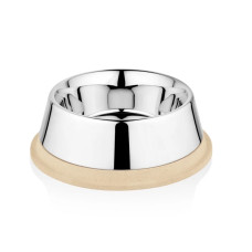 SW Διπλό Μπολ Σε Ένα Μπαμπού & Ανοξείδωτο με Αντιολισθητικό Πάτο Μπεζ 18cm