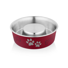 SW Bella Μπολ Αργής Σίτησης Ανοξείδωτο Με Αντιολισθητικό Λάστιχο Στον Πάτο Κόκκινο 17cm
