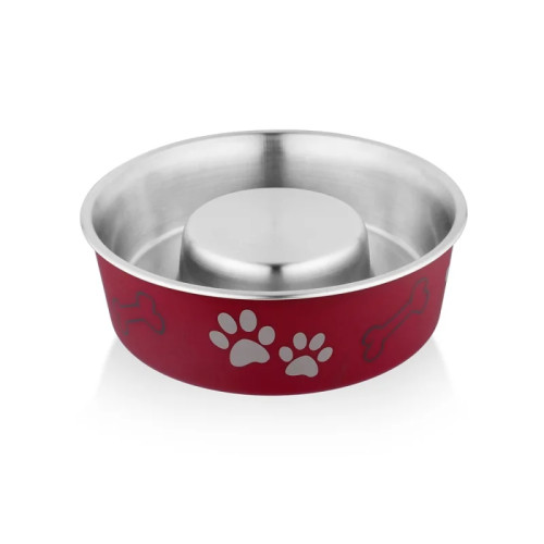SW Bella Μπολ Αργής Σίτησης Ανοξείδωτο Με Αντιολισθητικό Λάστιχο Στον Πάτο Κόκκινο 17cm