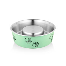 SW Bella Μπολ Αργής Σίτησης Ανοξείδωτο Με Αντιολισθητικό Λάστιχο Στον Πάτο Γαλάζιο 17cm