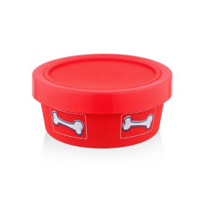 SW Διπλό Μπολ- Δοχείο Αποθήκευσης Ανοξείδωτο με Αντιολισθητικό Λάστιχο Στον Πάτο Κόκκινο 14- 15cm