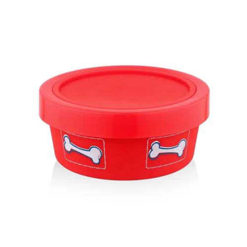 SW Διπλό Μπολ- Δοχείο Αποθήκευσης Ανοξείδωτο με Αντιολισθητικό Λάστιχο Στον Πάτο Κόκκινο 14- 15cm