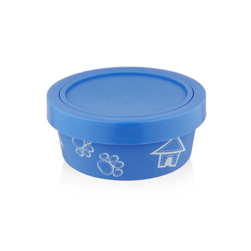 SW Διπλό Μπολ- Δοχείο Αποθήκευσης Ανοξείδωτο με Αντιολισθητικό Λάστιχο Στον Πάτο Μπλε 14- 15cm