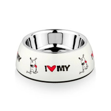 SW Diva Bowl I Love My Dog Μπολ Με Ανοξείδωτο Πιατάκι Και Αντιολισθητικό Λάστιχο Στον Πάτο Λευκό 11cm