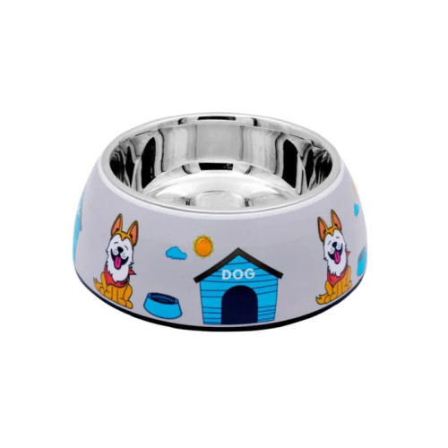 SW Diva Bowl Sweet House Με Ανοξείδωτο Πιατάκι Και Αντιολισθητικό Λάστιχο Στον Πάτο Γκρι 14cm