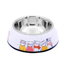 SW Diva Bowl Happy Cats Με Ανοξείδωτο Πιατάκι Και Αντιολισθητικό Λάστιχο Στον Πάτο Λευκό 17cm