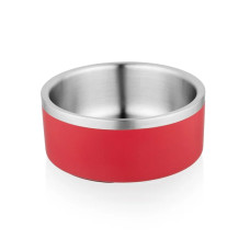 SW D-Wall Flat Ανοξείδωτο Μπολ Με Διπλό Τοίχωμα & Αντιολισθητικό Λάστιχο Στον Πάτο Κόκκινο 16cm