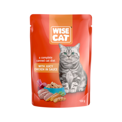 Wise Cat Adult Κοτόπουλο σε Σάλτσα 100gr