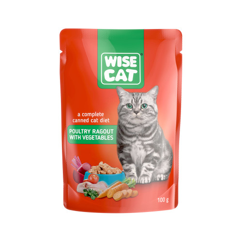Wise Cat Adult Πουλερικά Ραγού με Λαχανικά 100gr