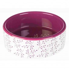 Trixie Πιάτο γάτας/ σκύλου Κεραμικό Pet's Home Trixie 0.8L/ 16 cm Άσπρο/ Βυσσινί