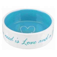 Trixie Πιάτο γάτας/ σκύλου Κεραμικό Pet's Home  Trixie 0.3L/ 12 cm Κρεμ/ Θαλασσί