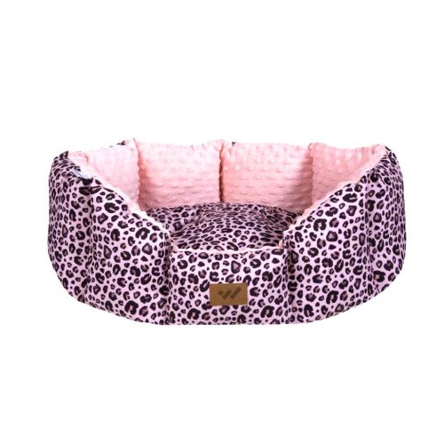 Woofmoda Καναπές-Κρεβάτι Οβάλ για Σκύλους & Γάτες Ροζ Λεοπάρ